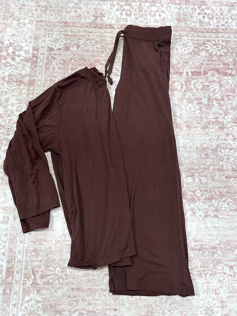 SET 🤎Cozy Brown Long Sleeve Lounge Outfit - Picture 2 of 16